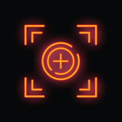 Poster - Neon sign depicting a focus point, ideal for attracting attention to important concepts