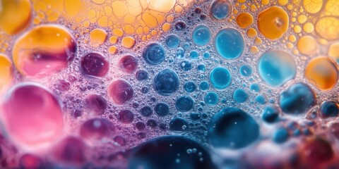 Poster - Colorful Microbubble Patterns in Fluid Dynamics Showcasing Vivid Textures and Intricate Designs in a Captivating Abstract Composition