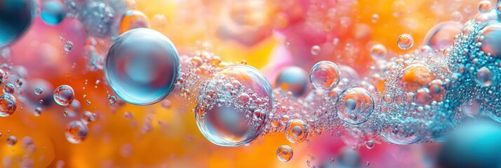 Poster - a stunning macro image capturing colorful bubbles floating in vivid abstract background of swirling 
