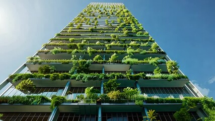 Poster - A striking eco-house rises in a vibrant urban area, featuring lush vertical gardens. Sunlight illuminates the greenery, highlighting sustainable living practices and architectural creativity.