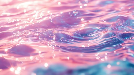 Poster - soft pink and blue water waves with sparkling reflections captured in the purest light for serenity 