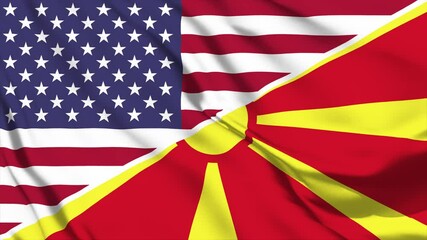 Wall Mural - United waving flag animation of the United States and North Macedonia