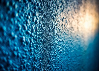 Poster - Textured Blue Plaster Wall Background with Bokeh and Vignette Effect - Stock Photo