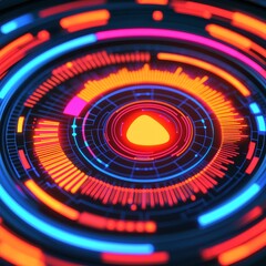 Poster - Real time feedback systems concept. Abstract digital design with vibrant colors and geometric patterns.