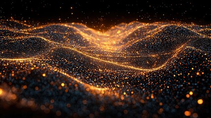 Poster - Dynamic Waves of Glowing Particles: An Abstract Futuristic Background