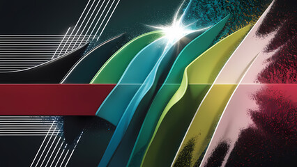 Poster - An Abstract Digital Artwork Background Featuring a Stunning Blend of Colors Showcases a Line Stripe and a Bright Light Flash, Adding a Glowing Effect - Digital Art