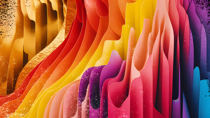 Poster - An Abstract Design Featuring a Mesmerizing Gradient of Colors Creates a Sense of Energy and Excitement With a Touch of Iridescence - Digital Art