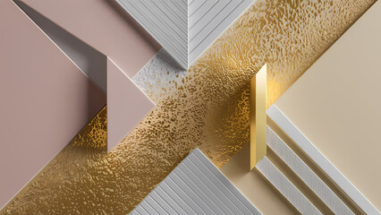 Poster - An Abstract Background With Light Pastel Tones of Soft Pale Brown, Gold, Golden Champagne, Beige, and White Creates a Unique Texture - Digital Art