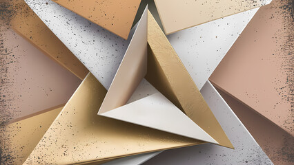 Poster - An Abstract Background Artwork Featuring a Geometric Shape of Light Pastel Colors, Including Soft Pale Brown, Gold, Champagne, Beige, and White - Digital Art