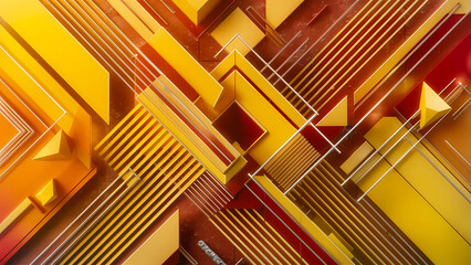 Poster - A Modern and Futuristic Design Featuring an Abstract Background With Vibrant Yellow, Orange, and Red Color Gradients - Digital Art