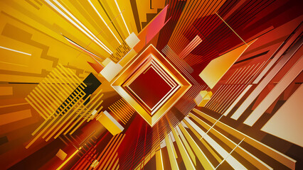 Poster - An Abstract Background Design Featuring Geometric Shapes Such as Triangles, Squares, Stripes, and Lines - Digital Art