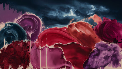 Poster - An Abstract Watercolor Painting Features Swirls of Grunge and Stained Daubs, Reflecting the Turbulent Energy - Digital Art