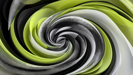 Poster - A Swirling Abstract Background Design Featuring a Black Green Lime Yellow White Color Gradient Ombre Blur - Digital Art
