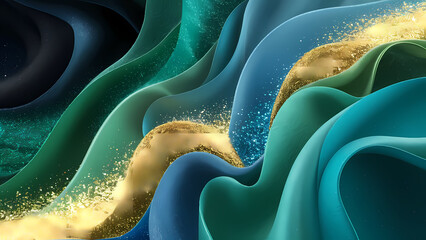 Poster - An Exquisite Abstract Background Featuring a Gradient of Dark Blue, Green, Emerald, Teal, Petrol, Ague, Jade, Cyan, and Turquoise Colors - Digital Art