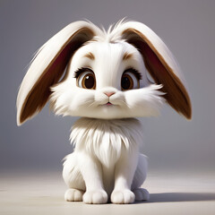 White rabbit with brown ears