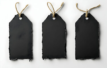 Three Rustic Black Gift Tags with Jute Twine