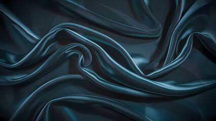 Poster - 3D Render of Silk Satin Fabric Has Soft Wavy Folds and Elegant Drapery Giving It a Fluid Graceful Appearance - Digital Art
