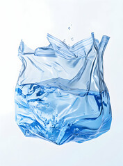 Poster - blue water in a ziploc bag, splashing and bubbles: abstract photography
