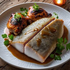 Canvas Print - fish on a white plate