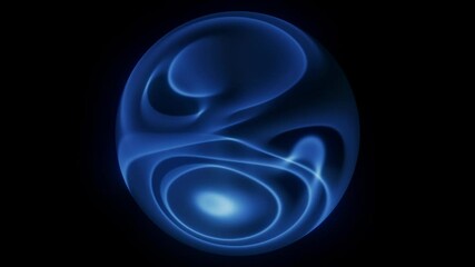 Poster - complex outer flow orb loop: a blue orb with complex outer flow patterns and subtle internal movemen