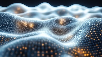 Fototapete - abstract representation of interconnected dots weaving intricate lines on a digital surface, showcas