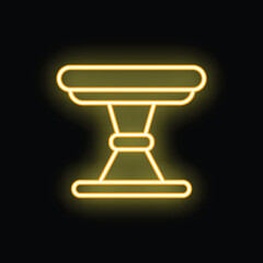 Poster - glowing yellow silhouette of a coffee table on a black background