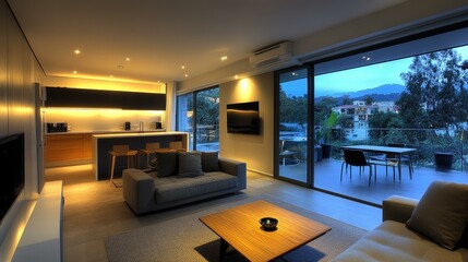 Canvas Print - Modern Apartment Interior with Balcony View