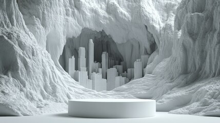 Sticker - Abstract White Cave Cityscape Display