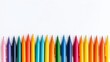 © Vadym - Colorful felt-tip pens arranged in row against plain white background. Variety of vibrant colors create rainbow effect. Pens stationery tools for drawing, writing. Educational, creative tools for