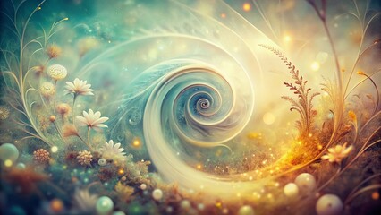 Poster - Vintage Soft White Abstract Spiral Design Stock Photo - Whimsical Swirl Background