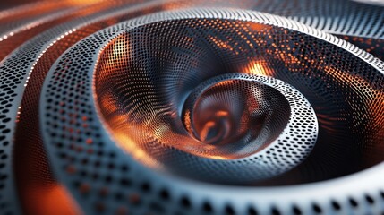 Poster - Abstract Metal Spiral with Orange Glowing Center