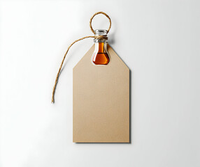 Wall Mural - Miniature Bottle of Amber Liquid Attached to a Brown Tag with Jute Twine