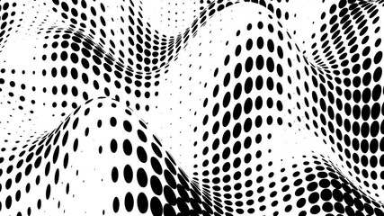 Poster - Black And White Halftone Background Animation With Waves