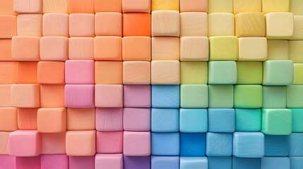 Leinwandbilder - A vibrant radiant arrangement of colorful wooden blocks in geometric shapes and patterns