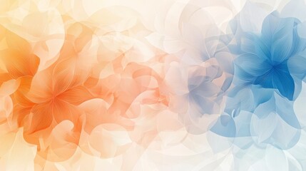 Poster - A beautiful blend of orange and blue abstract floral designs, creating a serene and calming backdrop for any creative project.