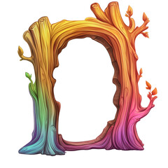 Aufkleber - A digitally rendered image depicts a rainbow-colored wooden archway adorned with small tree branches and leaves.