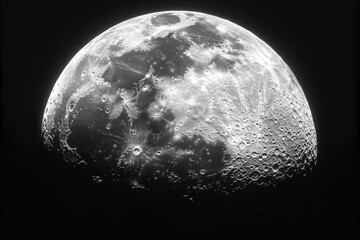 Wall Mural - gibbous moon, night sky, craters, detailed, astronomy, space, celestial, photography, science, backg