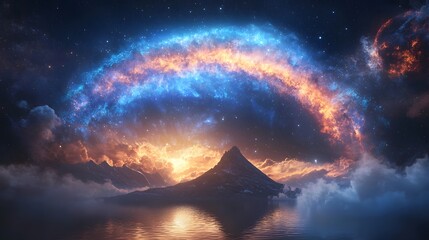 Aufkleber - Enchanting Cosmic Odyssey Gravity Defying Planets and Luminous Interstellar Energy Create a Surreal Interstellar Experience  Explore the Mystical Realms of Deep Space and the Wonders of the Universe