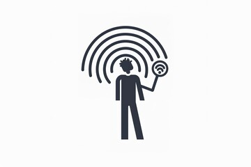 Poster - Person connected to wireless network, signal waves