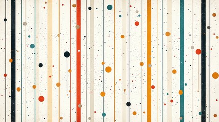 Poster - A modern abstract design featuring colorful vertical lines and scattered dots on a neutral background, perfect for creative projects and inspiration.