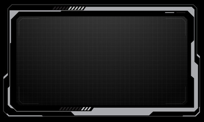 Poster - HUD frames white grey user interface elements design modern technology futuristic control panel screen digital hologram window gaming menu touching cyber monitor set on black background vector