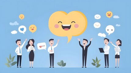Aufkleber - A group of happy and enthusiastic business professionals participating in a company survey  showcasing the positive workplace culture  job fulfillment