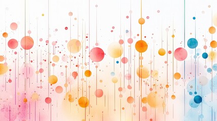 Poster - A vibrant abstract design featuring colorful circles arranged vertically on a light background, creating a playful and dynamic visual effect.