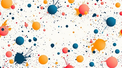Poster - A vibrant and colorful abstract background featuring splashes and dots of paint in various sizes, perfect for creative and artistic projects.