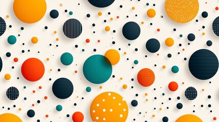 Poster - A vibrant collage of colorful circles and dots in various sizes and textures, showcasing modern design elements for creative projects and backgrounds.