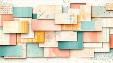 Poster - A vibrant collage of textured panels in pastel colors, creating an artistic and modern backdrop perfect for design projects and creative applications.