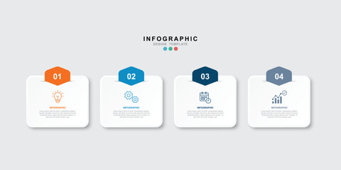 Fototapete - Vector Infographic label design template with icons and 4 options or steps. for your business data. Vector Illustration.