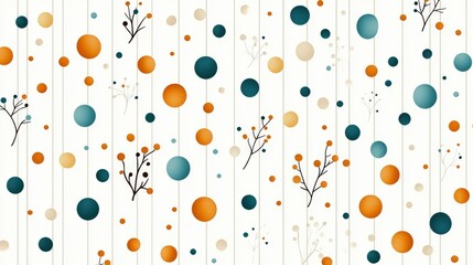 Poster - A vibrant design featuring colorful circles and delicate branches against a white background, ideal for creative projects and modern decor.