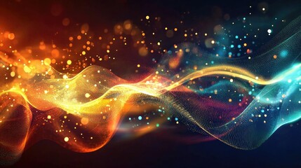 Poster - A bold futuristic artwork with illuminated data flows and bright ambient lights, creating a sense of energizing creativity