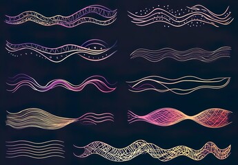Poster - Set of frames with wavy edges.